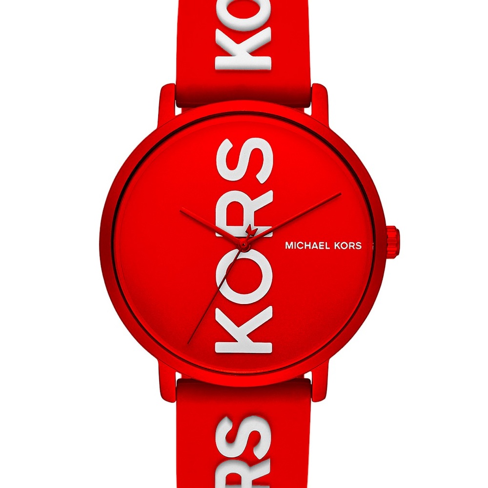 Michael Kors 42mm red orange silicone watch